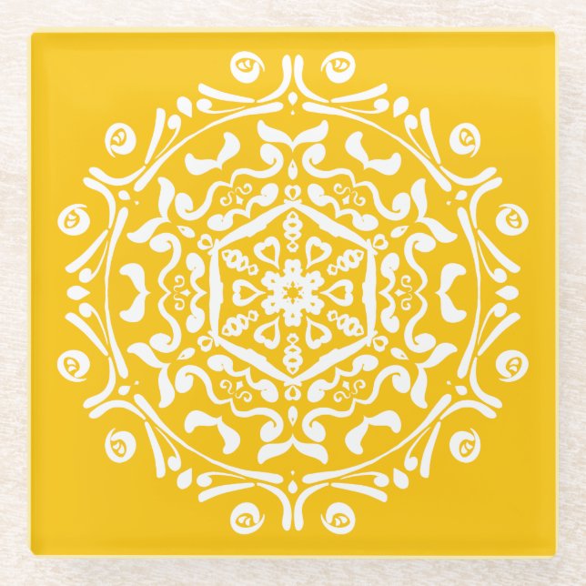 Dessous-de-verre En Verre Honey Mandala (Devant)
