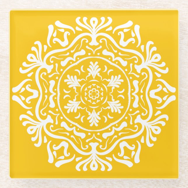 Dessous-de-verre En Verre Honey Mandala (Devant)