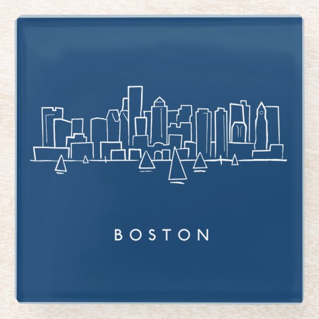 Dessous-de-verre En Verre Horizon de Boston (Devant)
