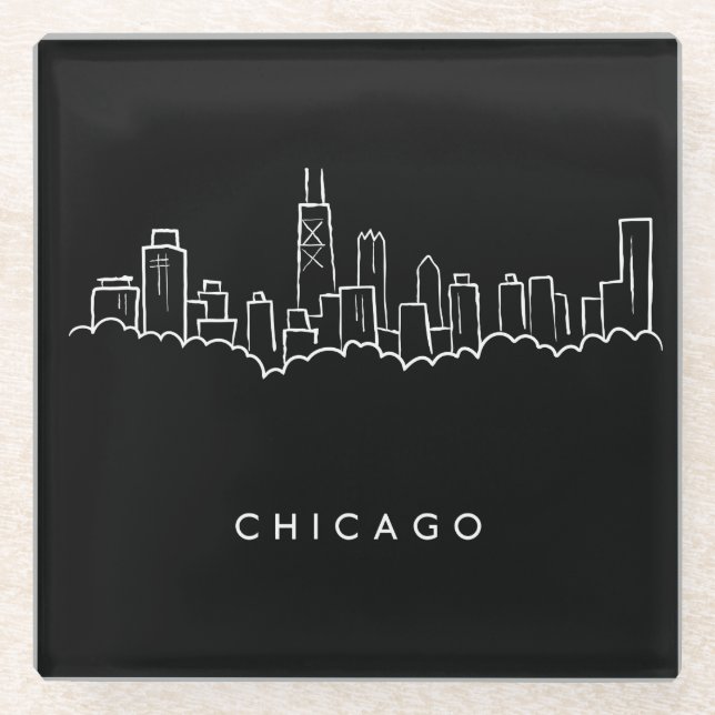 Dessous-de-verre En Verre Horizon de Chicago (Devant)