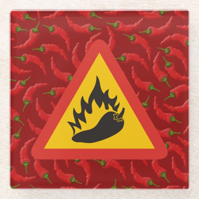 Dessous-de-verre En Verre Hot pepper danger (Devant)