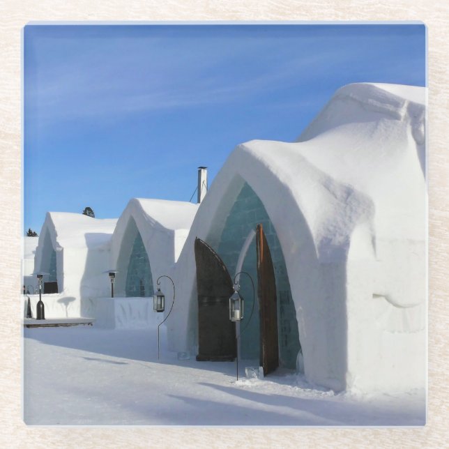 Dessous-de-verre En Verre Hôtel de Glace, Québec, Canada (Devant)