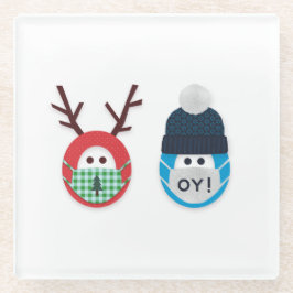 Dessous-de-verre En Verre Humoristique masqué Reindeer et Oy!
