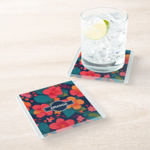 Dessous-de-verre En Verre Hydrangea Pastel Coloré Motif personnalisé