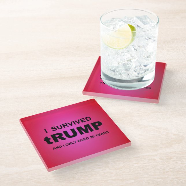 Dessous-de-verre En Verre I Survived tRUMP (Incliné)