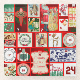 Dessous-de-verre En Verre Illustration Carrée de l'Avent de Bloc de Noël