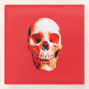 Dessous-de-verre En Verre Illustration d'art Pop Skull