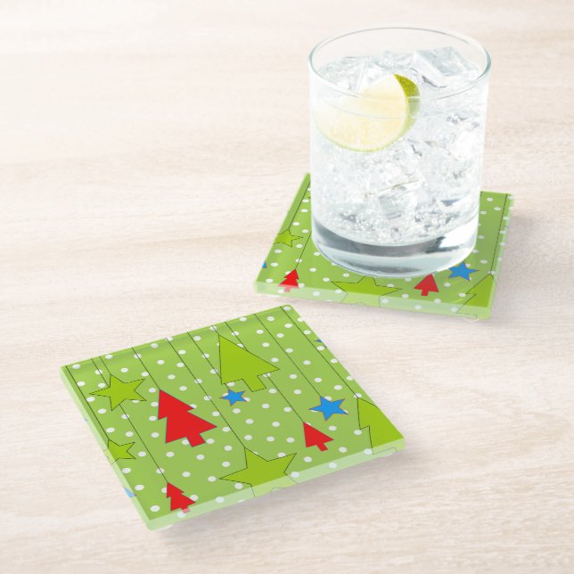Dessous-de-verre En Verre Illustration de Noël vert (Incliné)