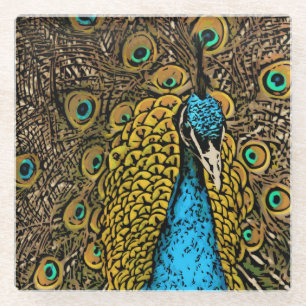 Dessous-de-verre En Verre Illustration de splendeur de paon