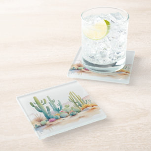 Dessous-de-verre En Verre Illustration du désert d'aquarelle
