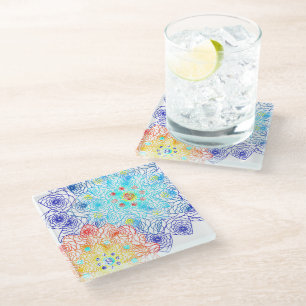 Dessous-de-verre En Verre Illustration florale des fleurs de printemps