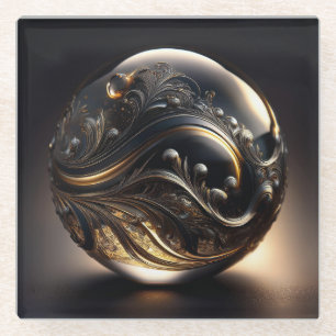 Dessous-de-verre En Verre Image Fantastique D'une Balle Grise Transparente A