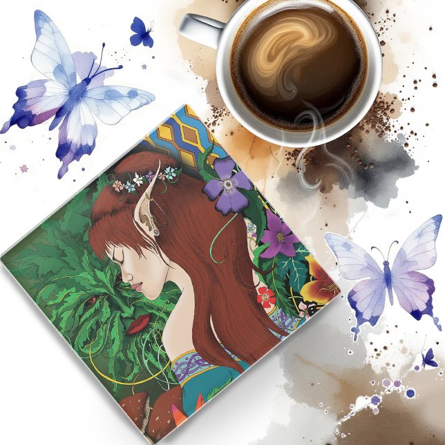 Dessous-de-verre En Verre Imaginaire d'elfe vert (Créateur téléchargé)