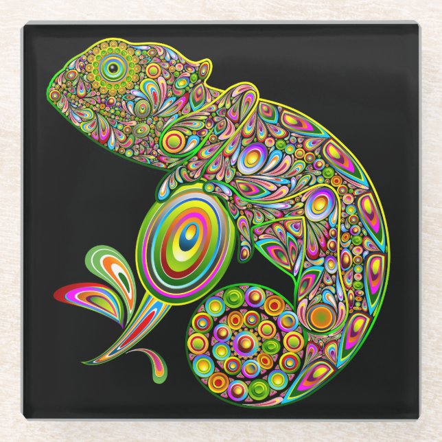 Dessous-de-verre En Verre Imaginaire psychédélique de Chameleon (Devant)