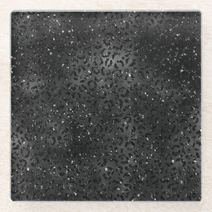 Dessous-de-verre En Verre Impression de motif de peau de léopard guépard noi