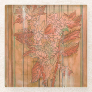 Dessous-de-verre En Verre Impression florale orange moderne sur Arrière - pl