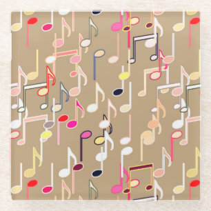 Dessous-de-verre En Verre Impression musicale - taupe tan, multi