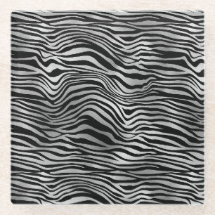 Dessous-de-verre En Verre Impression noire en argent