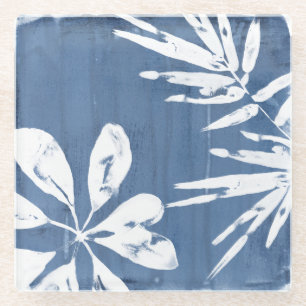 Dessous-de-verre En Verre Impressions tropicales d'indigo - verdure