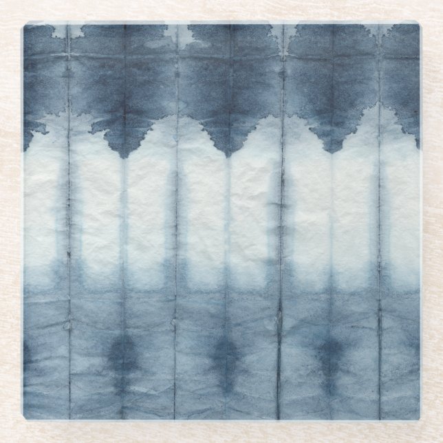 Dessous-de-verre En Verre Imprimer Shibori Indigio (Devant)