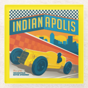 Dessous-de-verre En Verre Indianapolis, Indiana   Vintage Racer