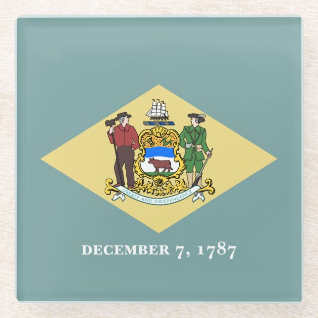 Dessous-de-verre En Verre Indicateur d'état du Delaware (Devant)