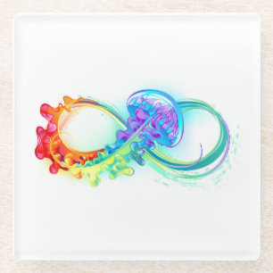 Dessous-de-verre En Verre Infinity avec Rainbow Jellyfish
