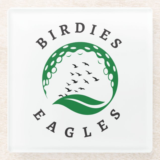 Dessous-de-verre En Verre Infusion de golf | Oiseaux | Logo d'aigle (Devant)