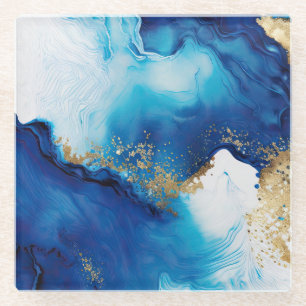 Dessous-de-verre En Verre Infusion d'or bleu blanc