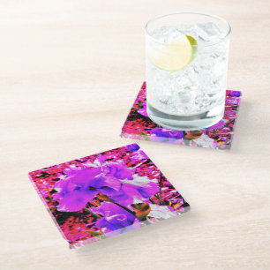 Dessous-de-verre En Verre Iris violet Abstrait Ultra violet sur rouge