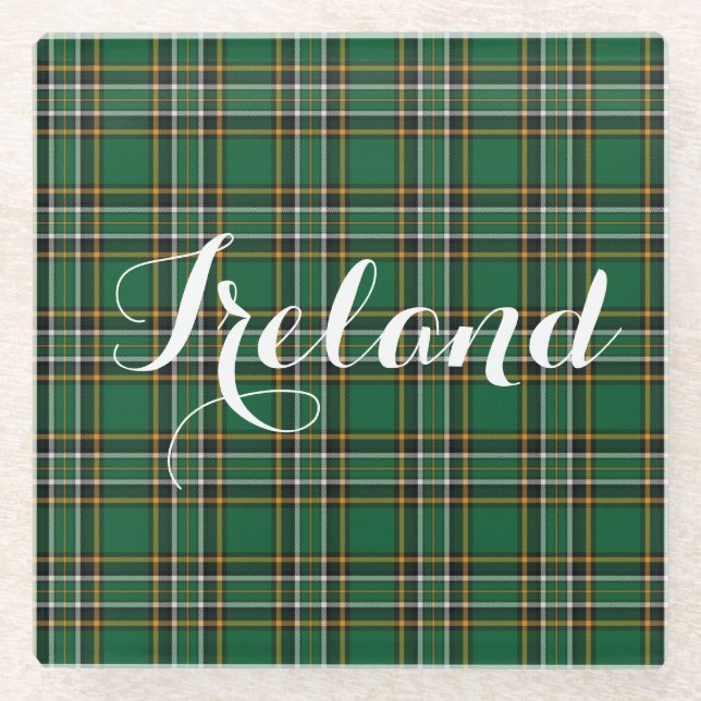 Dessous-de-verre En Verre Irlandais Tartan Plaid Personnalisé (Devant)