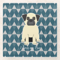 J'adore mon Pug, motif diamants bleus