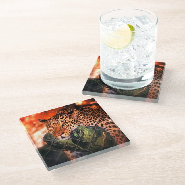 Dessous-de-verre En Verre Jaguar (Incliné)