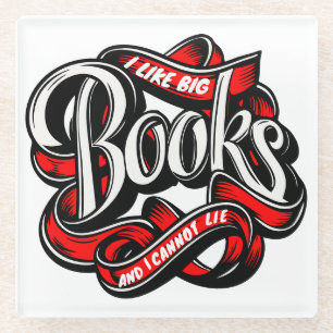 Dessous-de-verre En Verre J'aime les gros livres Calligraphie