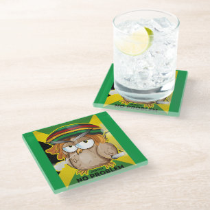 Dessous-de-verre En Verre Jamaique Drôle Rasta Chouette Fumer