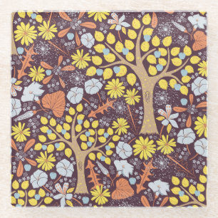 Dessous-de-verre En Verre Jardins, fleuris, pommier motif