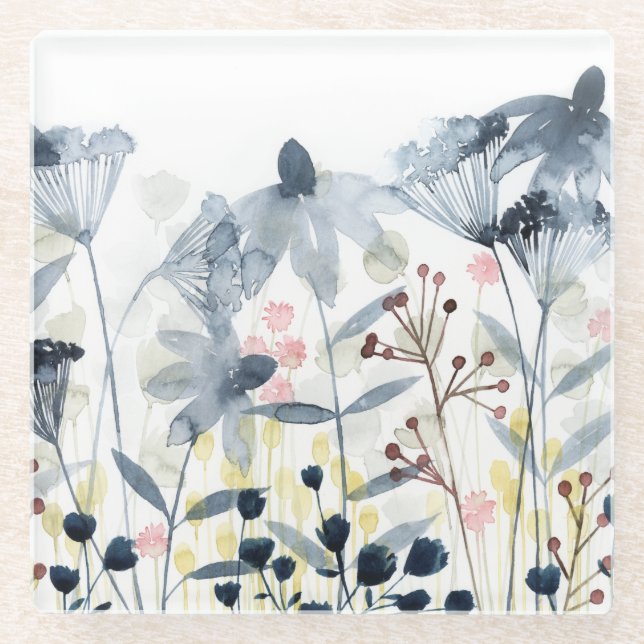 Dessous-de-verre En Verre Jardins posés - fleurs d'aquarelle (Devant)