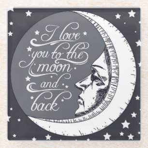 Dessous-de-verre En Verre Je t'aime à la lune et au dos