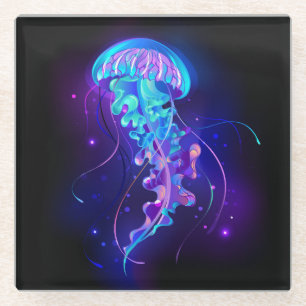 Dessous-de-verre En Verre Jellyfish éclatante couleur