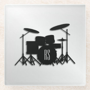 Dessous-de-verre En Verre Jeu de tambour Monogramme Argent