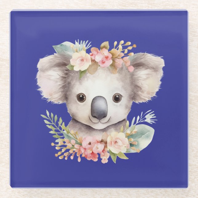Dessous-de-verre En Verre Joli Koala Bleu (Devant)