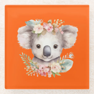 Dessous-de-verre En Verre Joli Koala Orange