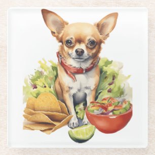 Dessous-de-verre En Verre Joli Taco Chihuahua Pop Art 
