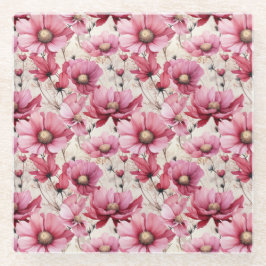 DESSOUS-DE-VERRE EN VERRE JOLIE FLEURS D'ANÉMONE ROSE POPPY