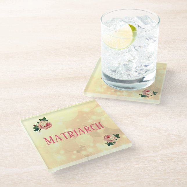 Dessous-de-verre En Verre Jolie mère matriarche Rose (Incliné)