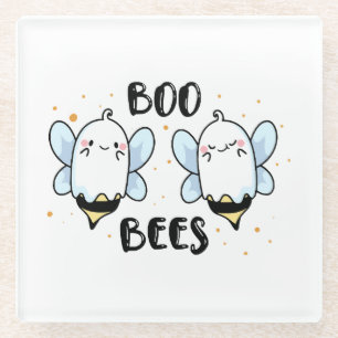 Dessous-de-verre En Verre Jolies abeilles fantômes - Halloween drôle sur fon