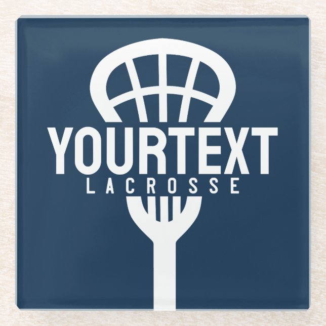 Dessous-de-verre En Verre Joueur de crosse TEXTE PERSONNALISÉ Team Mesh Spor (Devant)