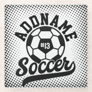 Dessous-de-verre En Verre Joueur de football AJOUTER LE NOM Équipe de footba