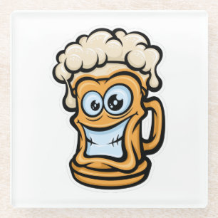 Dessous-de-verre En Verre Joyeuse Mug De Bière, Illustration Drôle