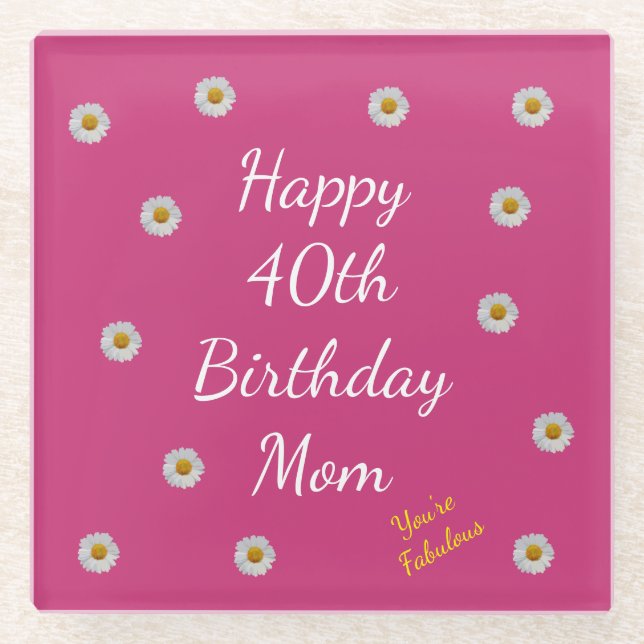 Dessous-de-verre En Verre Joyeux 40e anniversaire maman (Devant)